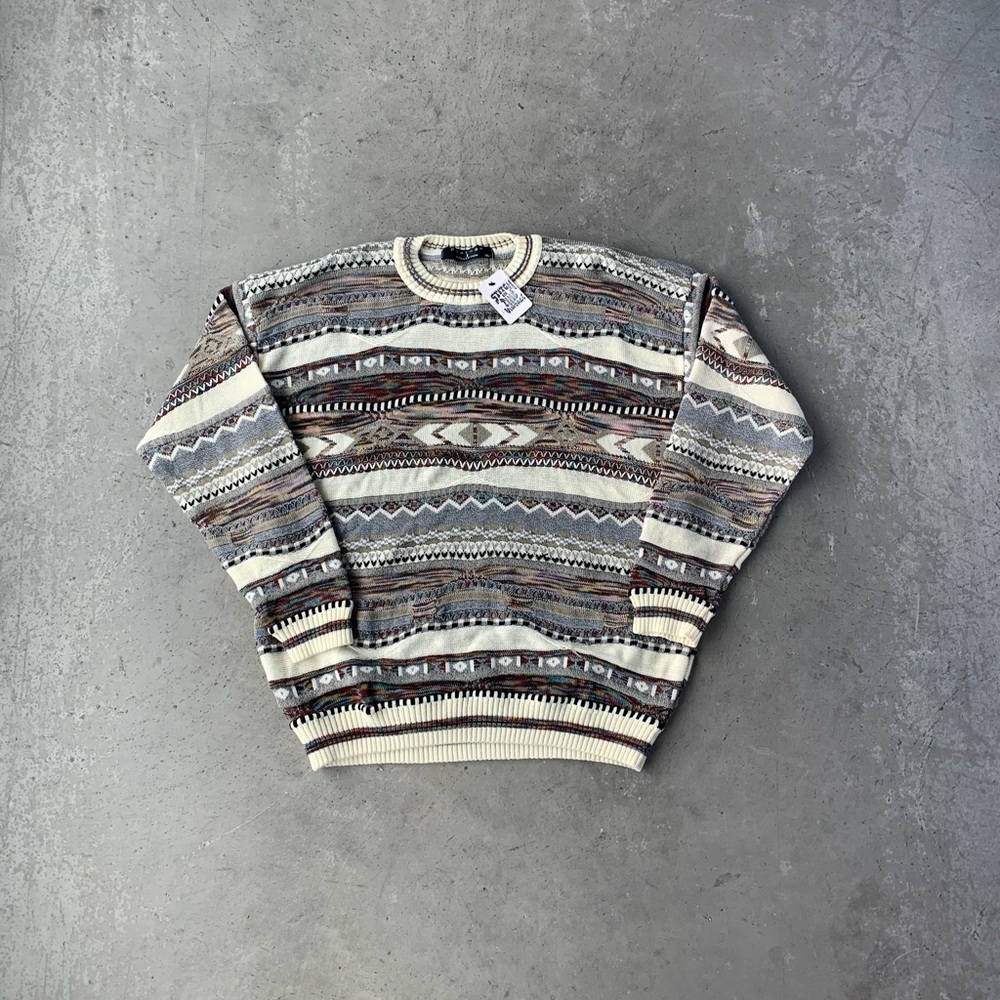 Vintage 90's Coogi Style Patterned 3D Knit Sweater
